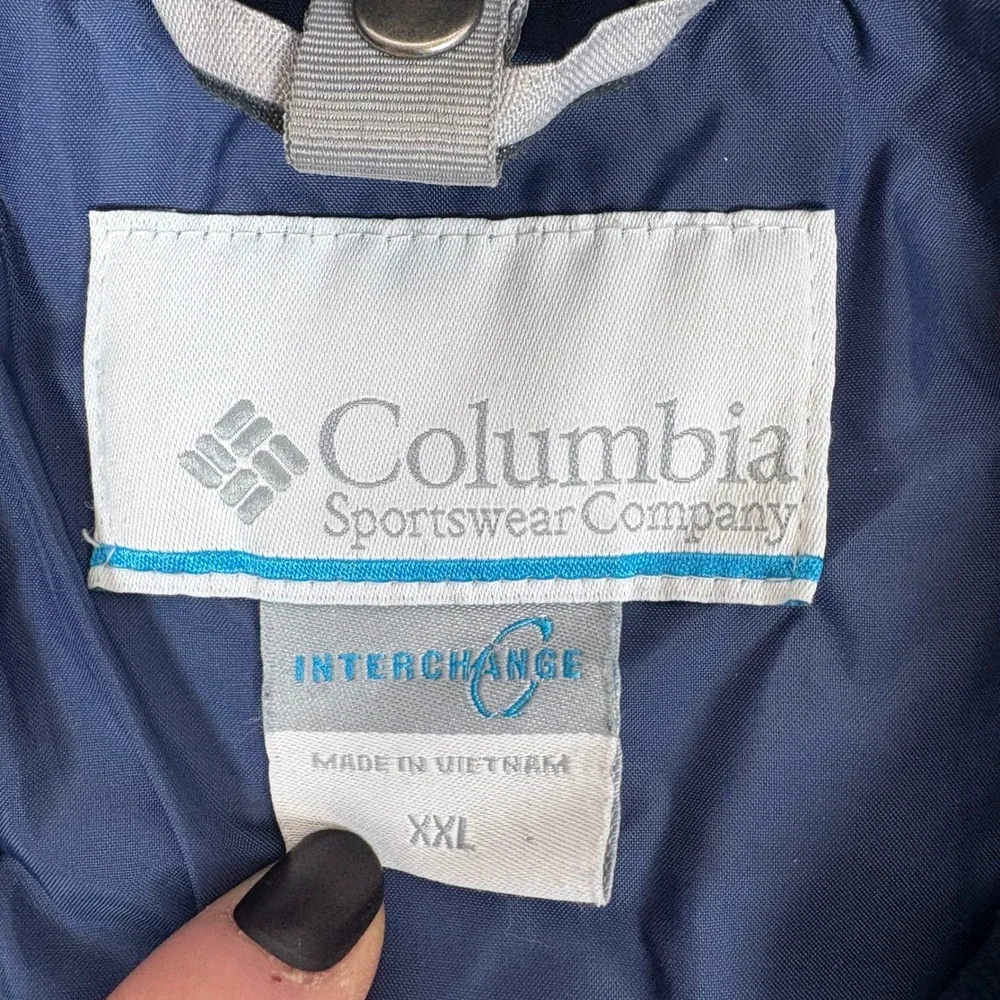 Columbia Eager Air Interchange Jacket Mens 2XL Blue Hooded Full Zip Shell Only